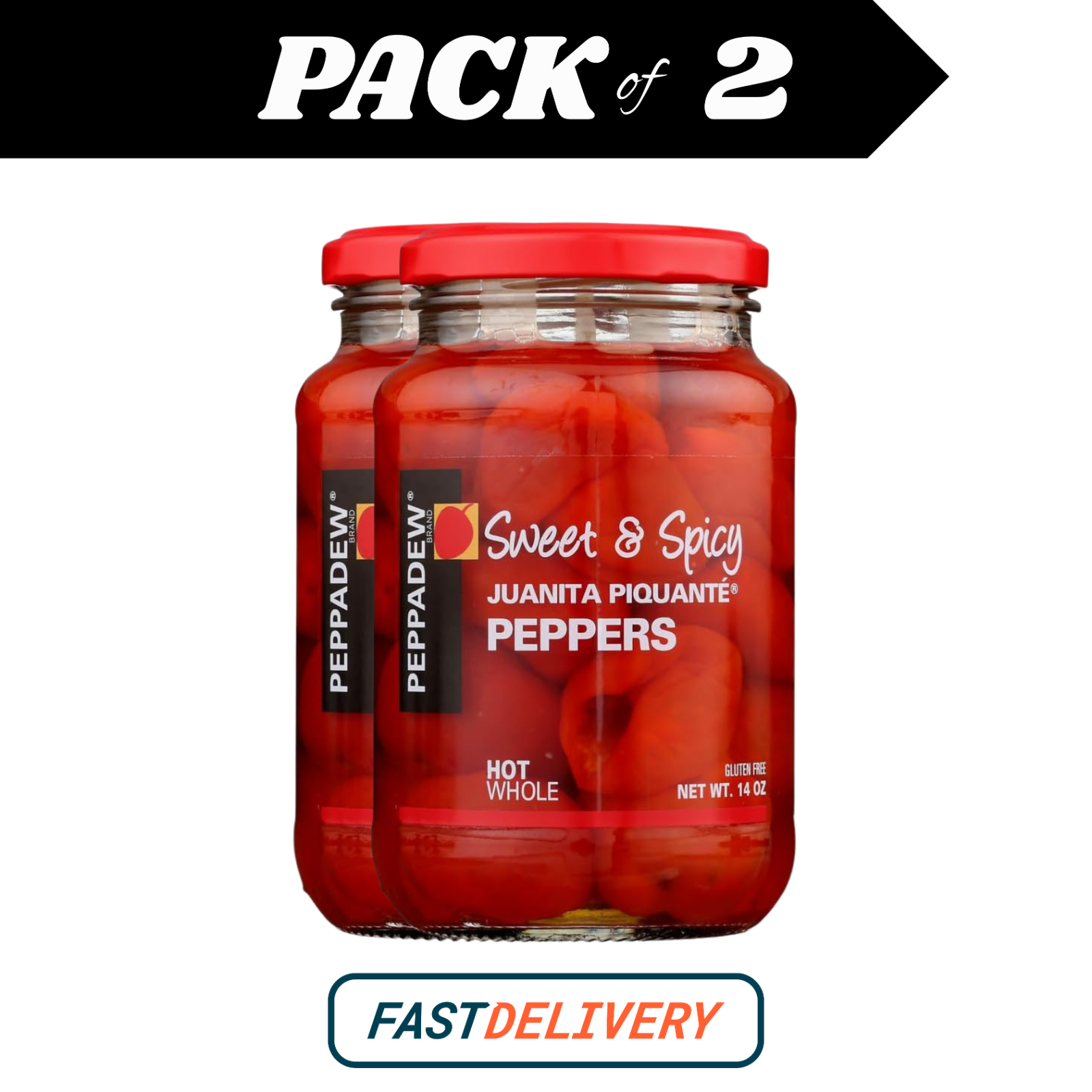 Peppadew Whole Piquante Peppers Sweet Hot 400g x2 Jar Pack Authentic Flavor by PEPPADEW