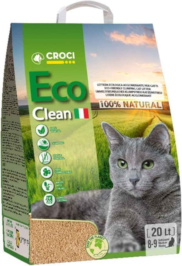Croci Eco Clean Cat Litter 20L Biodegradable Clumping Odor