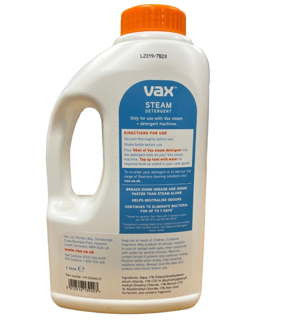 2XSteam Spring Burst Cleaner Detergent 1L | Removes 99.9% Germs & Bacteria by Vax