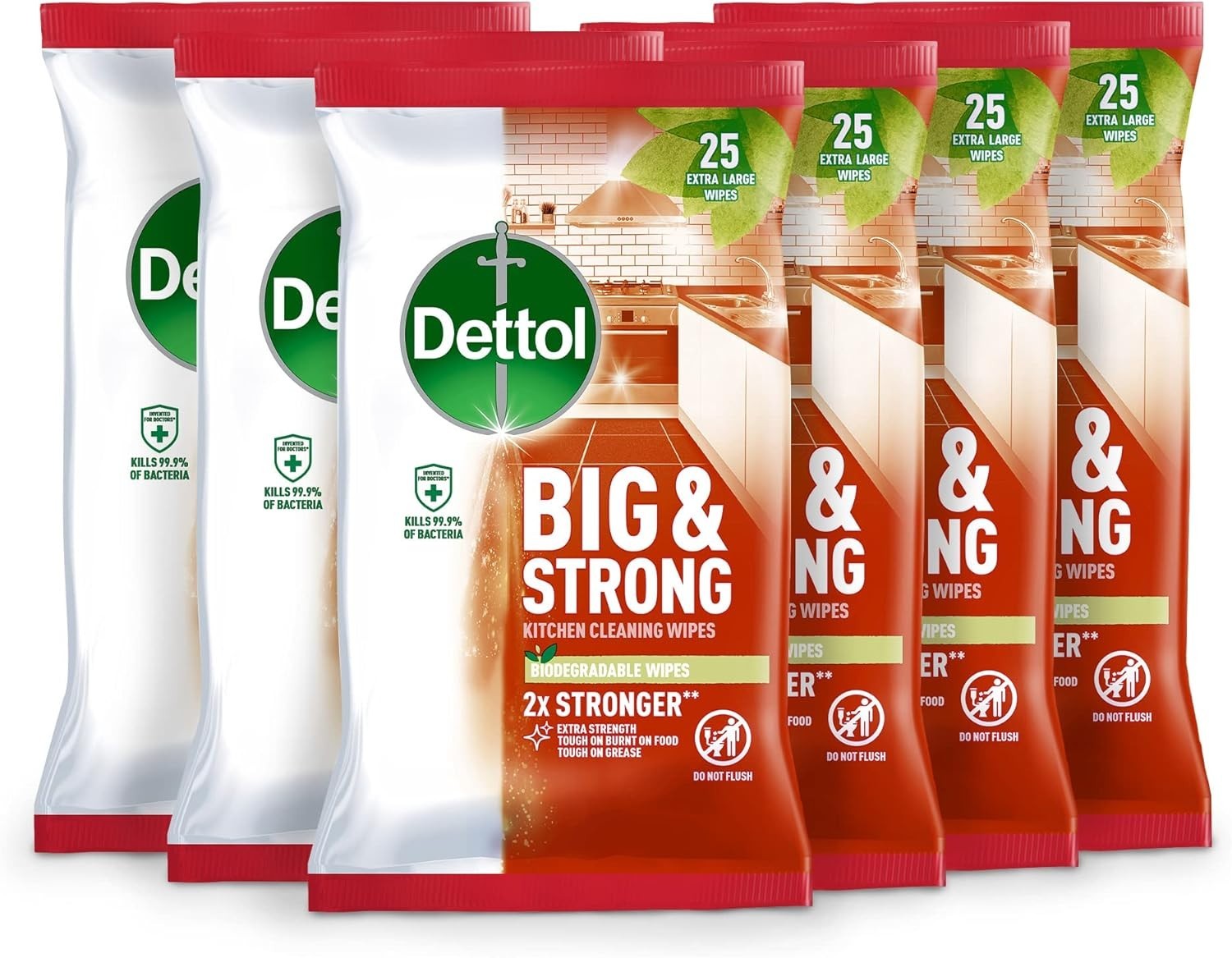 Antibacterial Cleaning Wipes 150 Count Heavy Duty Multi Surface 6 x 25 Pack by Dettol