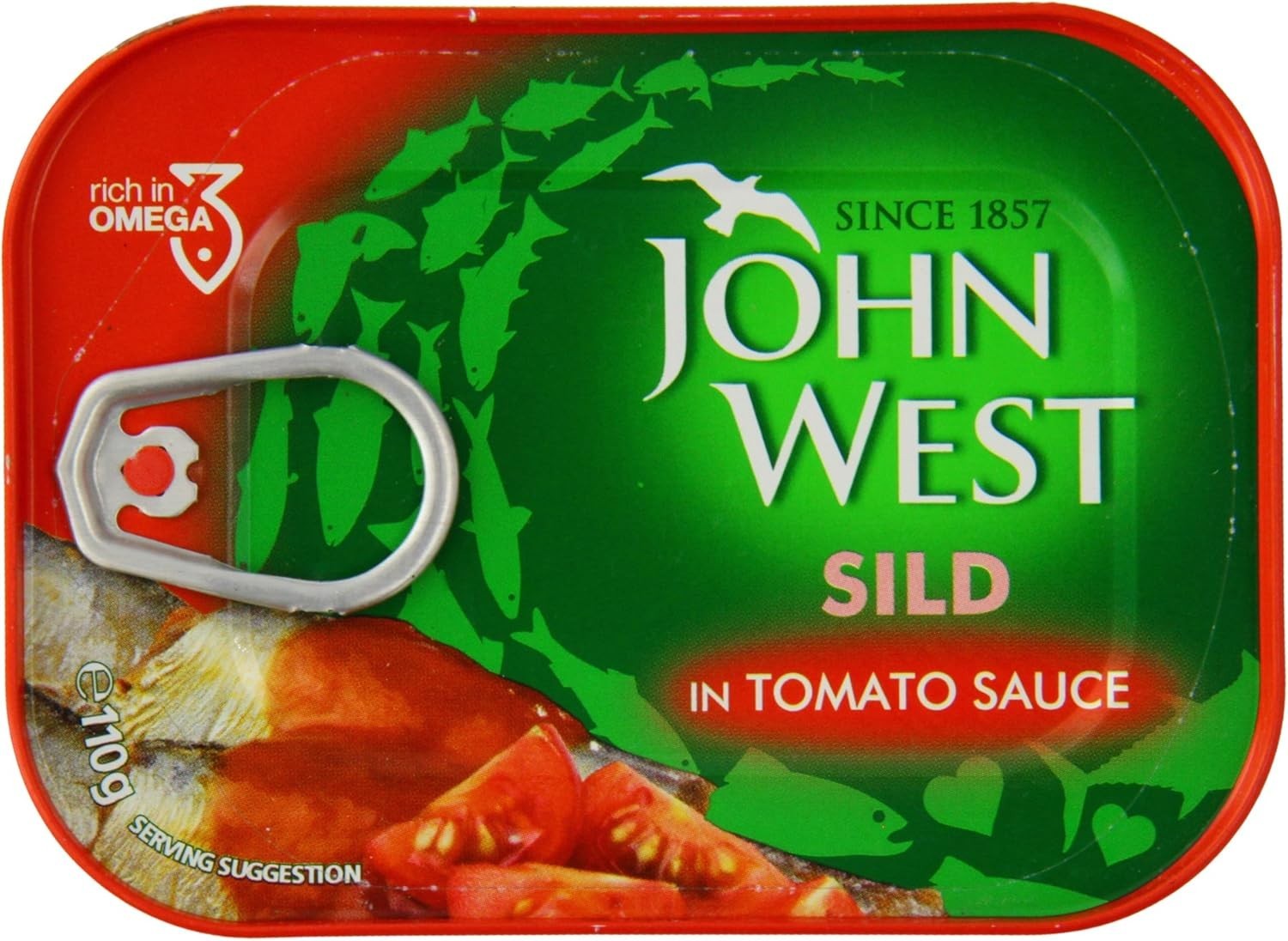 John West Sild in Tomato Sauce 110g – Pack of 12 – High Omega 3 Tinned Fish by John West