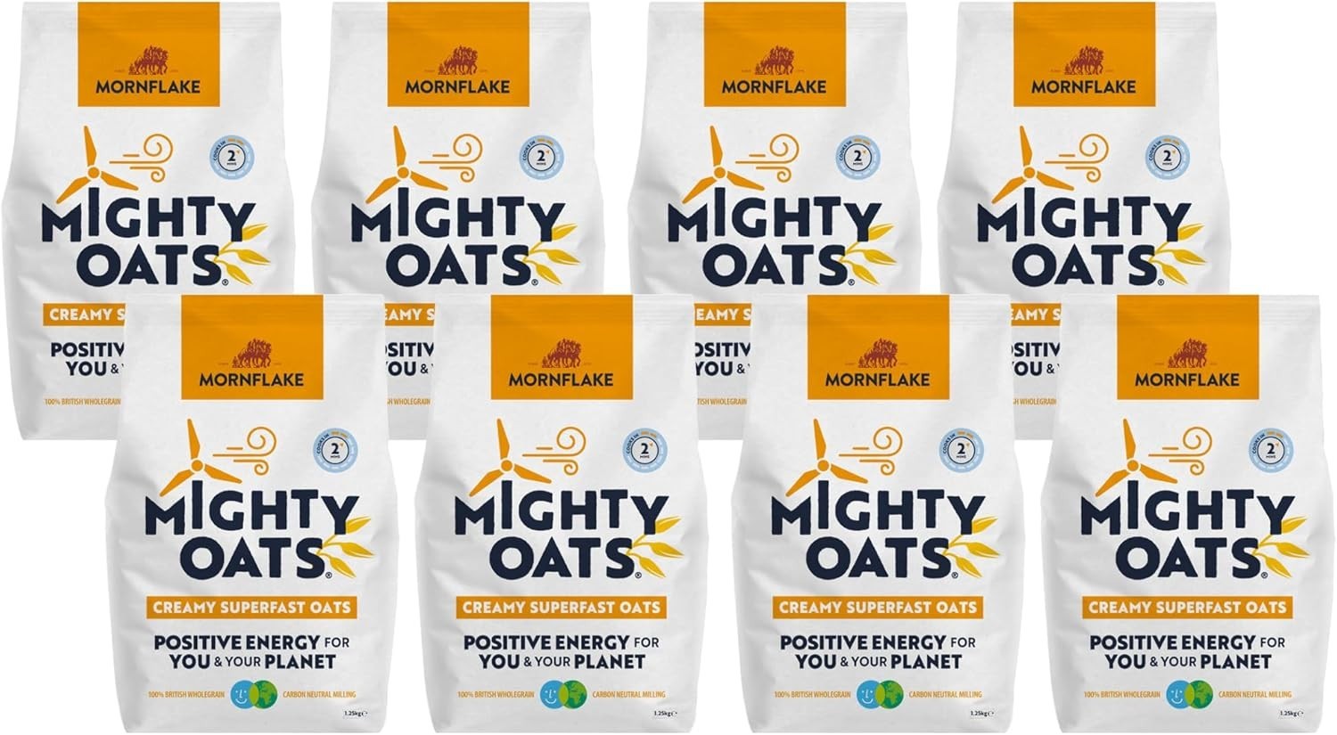 Mornflake Superfast Oats 8x1.25kg Wholegrain High Fibre Vegan Breakfast by Mornflake