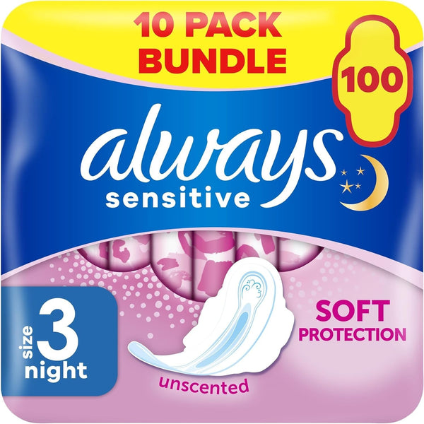Always Sensitive Sanitary Towels Size 3 With Wings 100 Pads