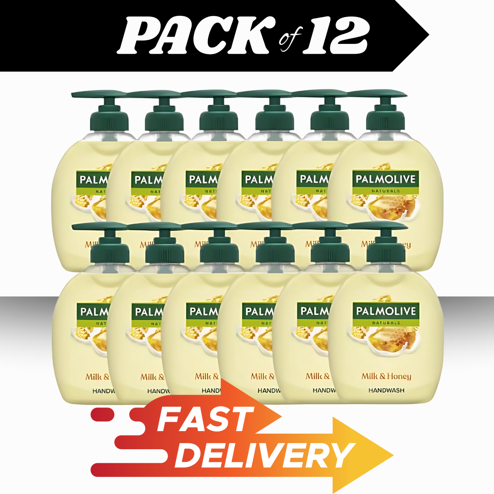 Palmolive Naturals Milk & Honey Liquid Hand Soap 12x300ml Nourishing Multipack by Palmolive