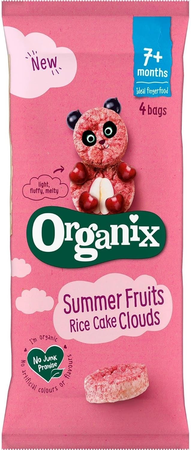 Organix Summer Fruits Rice Cake Clouds Baby Snack 20x18g Multipack by Organix