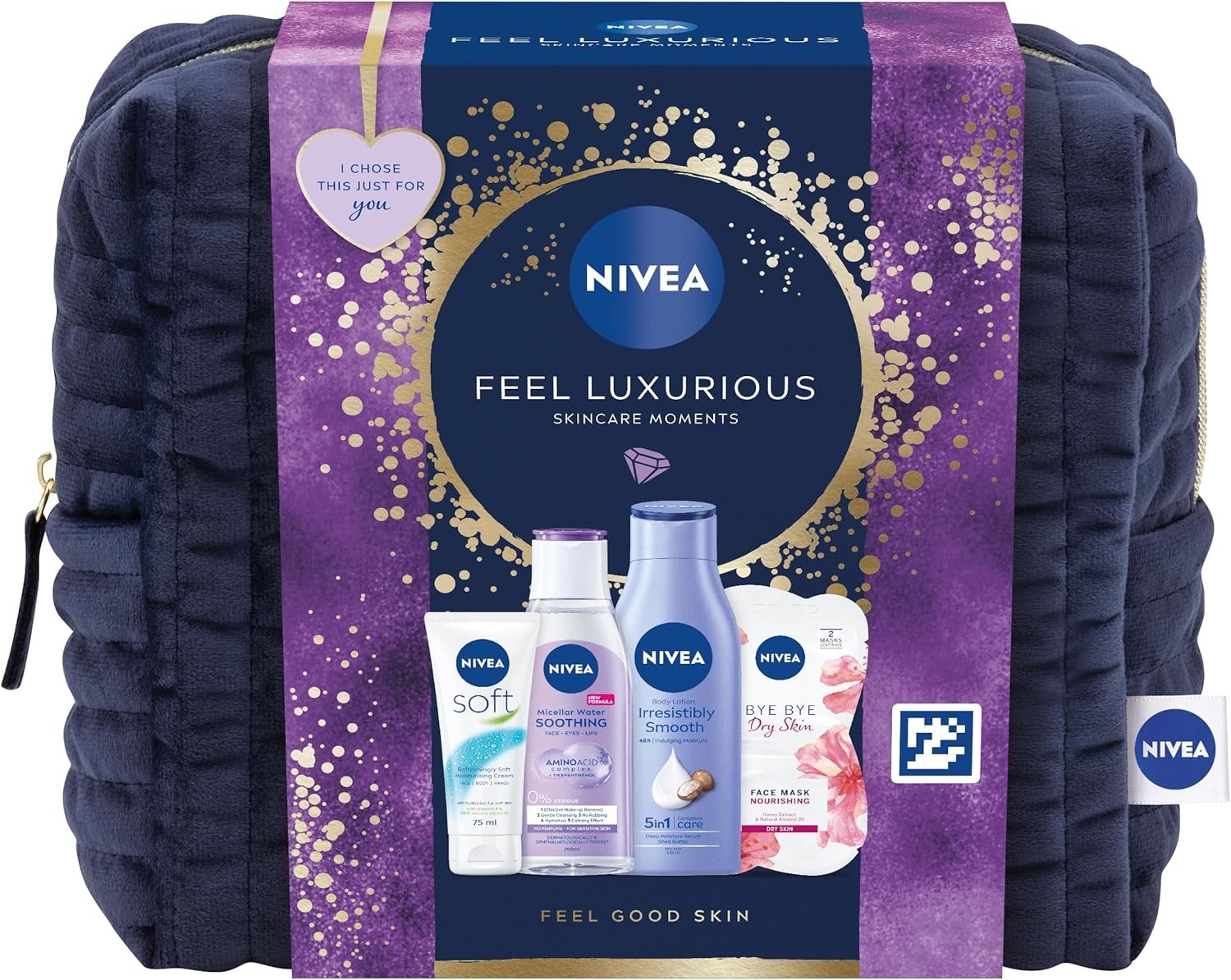 NIVEA Feel Luxurious Gift Set | 5 Pc Women’s Skincare with Cosmetic Bag by NIVEA
