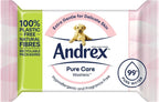 Andrex Pure Care Washlets Flushable Toilet Wipes 12 Pack | Biodegradable, Gentle by Andrex