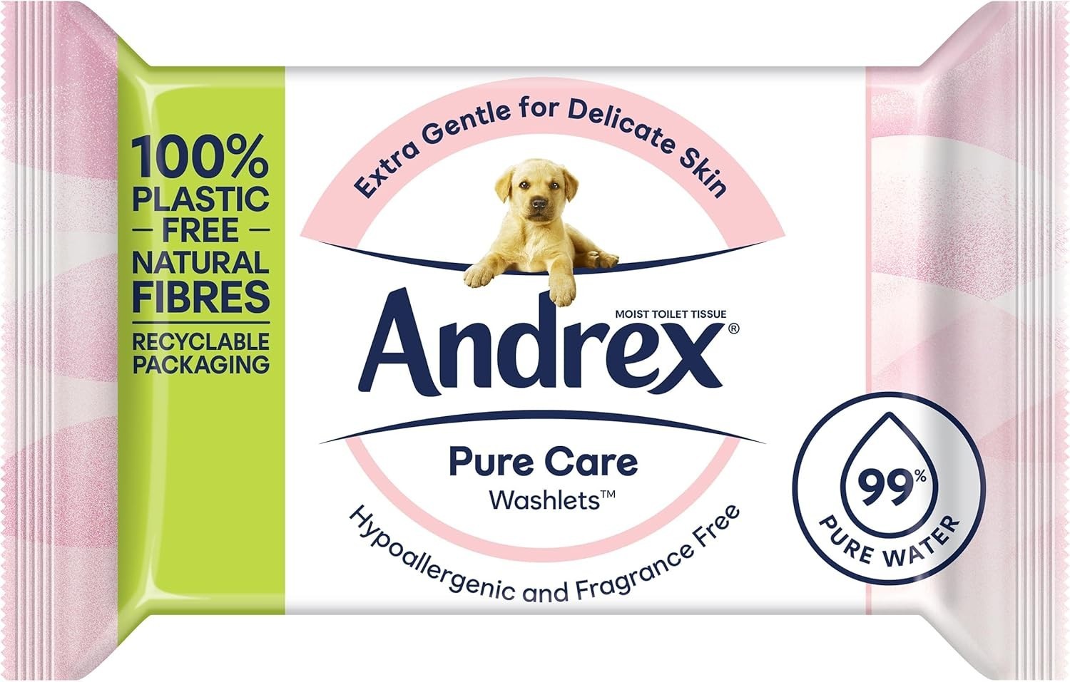 Andrex Pure Care Washlets Flushable Toilet Wipes 12 Pack | Biodegradable, Gentle by Andrex