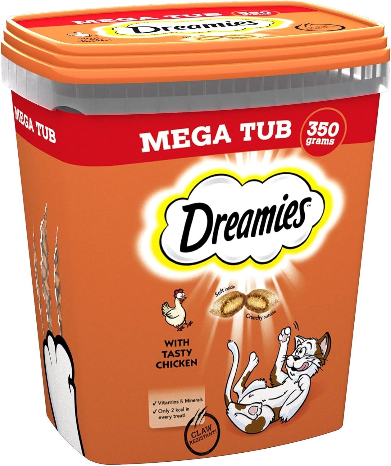DREAMIES Chicken Cat Treats 2x350g Multipack - Mega Tubs, Anti-Stress Snacks by Dreamies