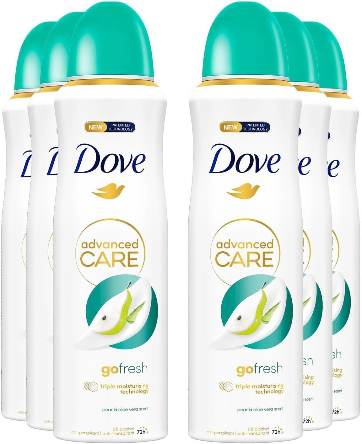 Dove Go Fresh Pear & Aloe Vera Anti-Perspirant Spray Women 200ml Pack of 6 by Dove