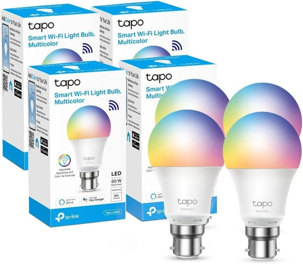 TP-Link Tapo L530B Smart WiFi Bulb B22 9W Multicolour 4 Pack Alexa Google Home