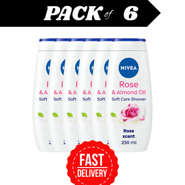 NIVEA Shower Gel Indulgent Moisture Rose 250ml Pack of 6 Moisturising Body Wash