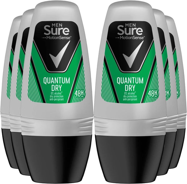 Sure Quantum Roll On Anti-Perspirant 50ml x6 | 48h Sweat & Odour Protection