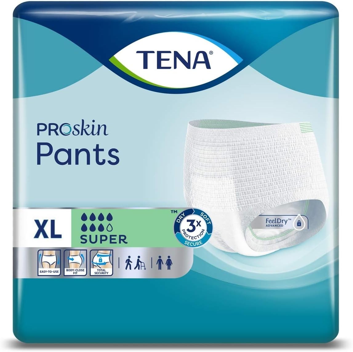 TENA ProSkin Super Pants Size XL - 12 Pack | Incontinence Underwear for Adults by Tena