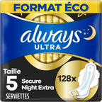 Always Ultra Size 5 Night Sanitary Pads 8x16 Super Absorbent, Wings, Extra Flow by Always