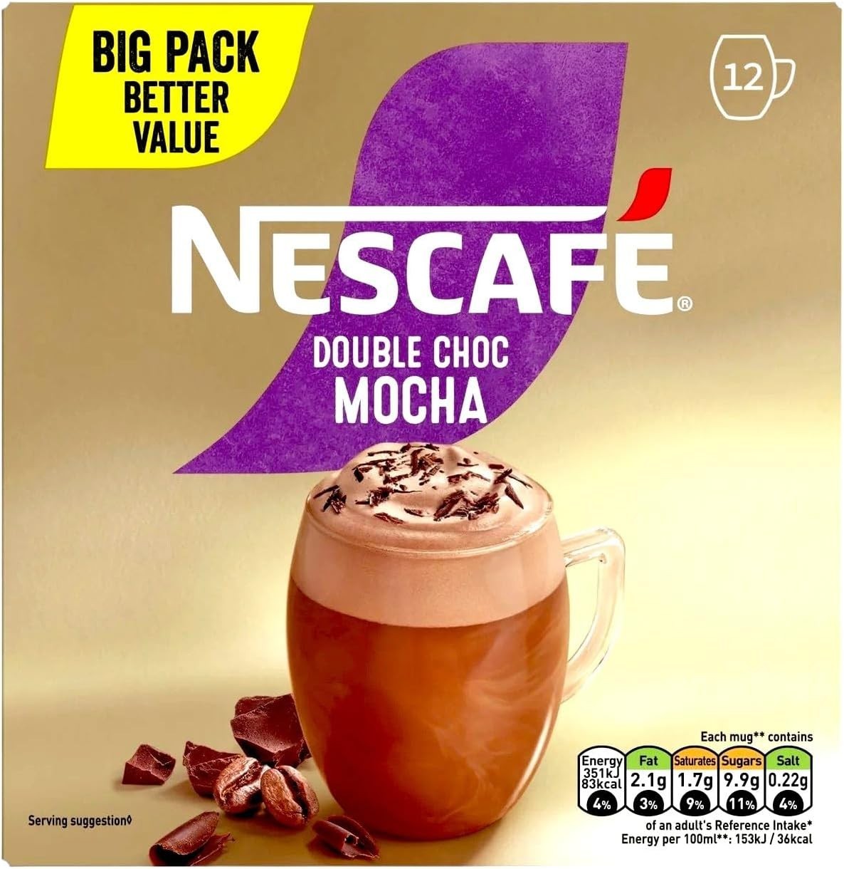 NESCAFÉ Double Choc Mocha Instant Coffee x72 Sachets (6 Packs of 12 Each Box) by NESCAFÉ