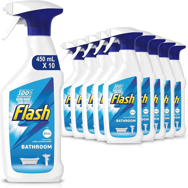 Flash Bathroom Cleaning Spray 450ml x10 | Removes Soap Scum & Fresh Scent