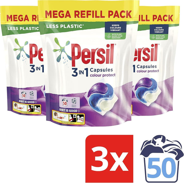 Persil 3in1 Colour Laundry Capsules 150 Washes | 3 x 50 | Mega Refill Pack