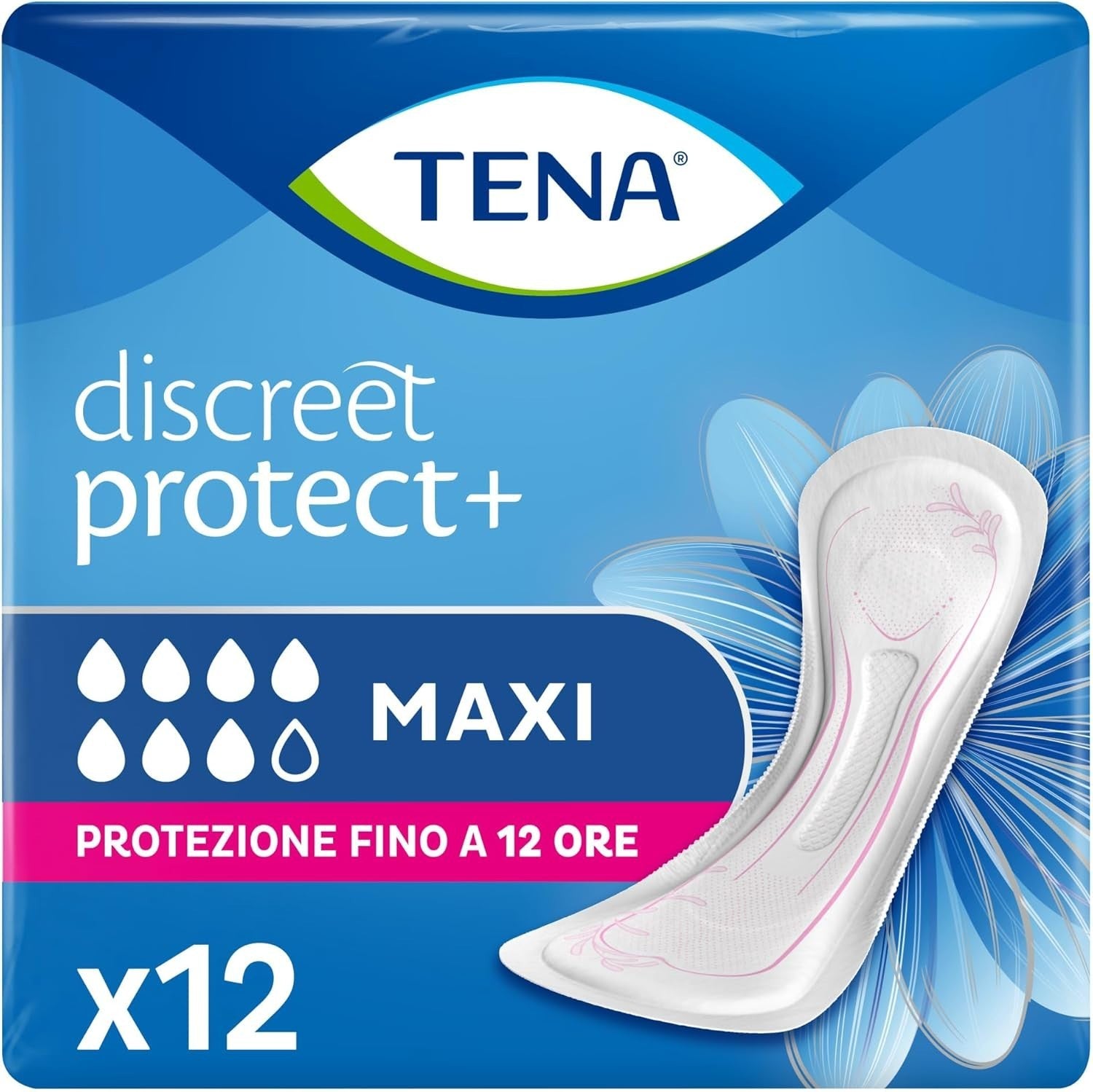 TENA Discreet Maxi Pads x12 | Highly Absorbent Incontinence Protection 12h by Tena