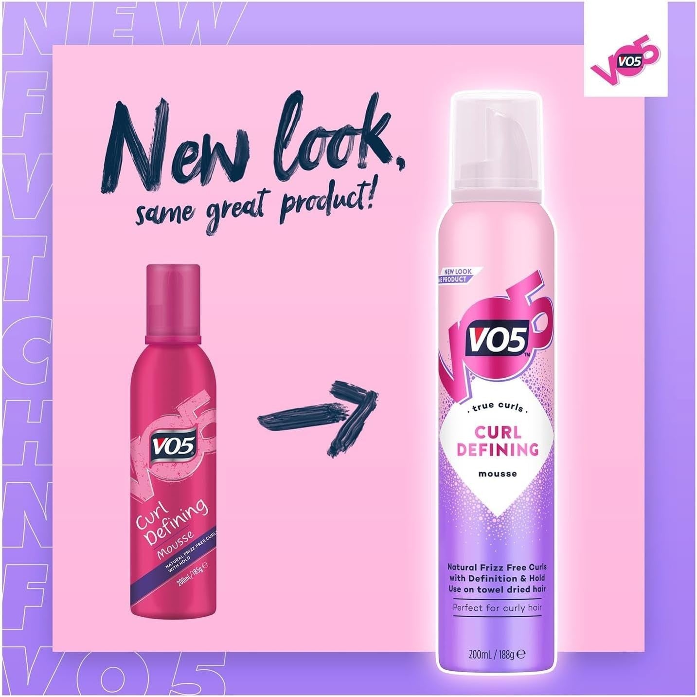 VO5 Curl Defining Mousse 200ml Pack of 2 | Frizz Control & Heat Protection by VO5