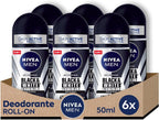 NIVEA Men Black & White Invisible Roll On Deodorant 6x50ml 72h Anti-Perspirant by Nivea Men