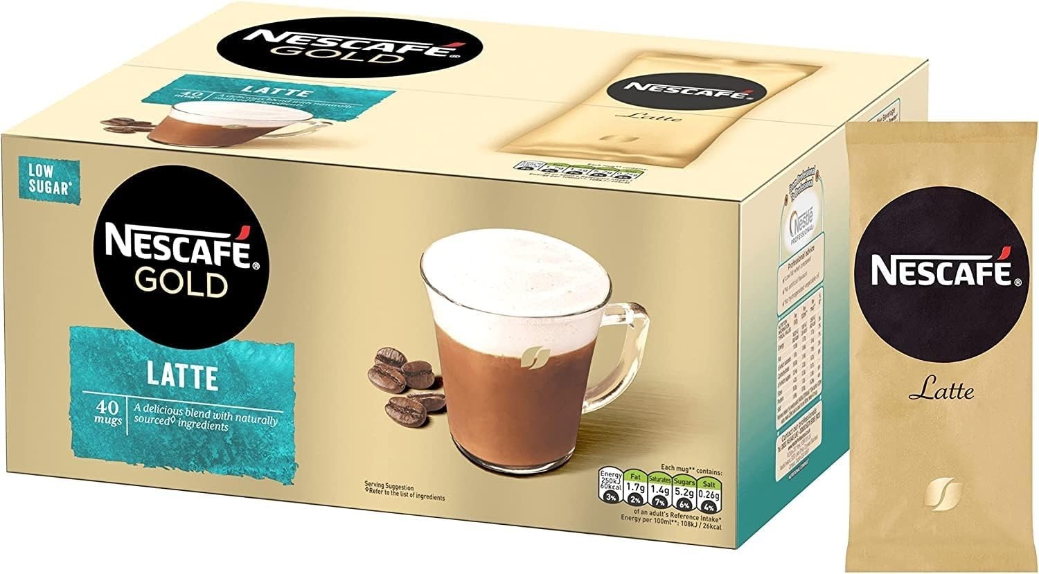 NESCAFÉ Gold Latte Instant Coffee Sachets 40x15.5g | Creamy Café Style Drink by NESCAFÉ
