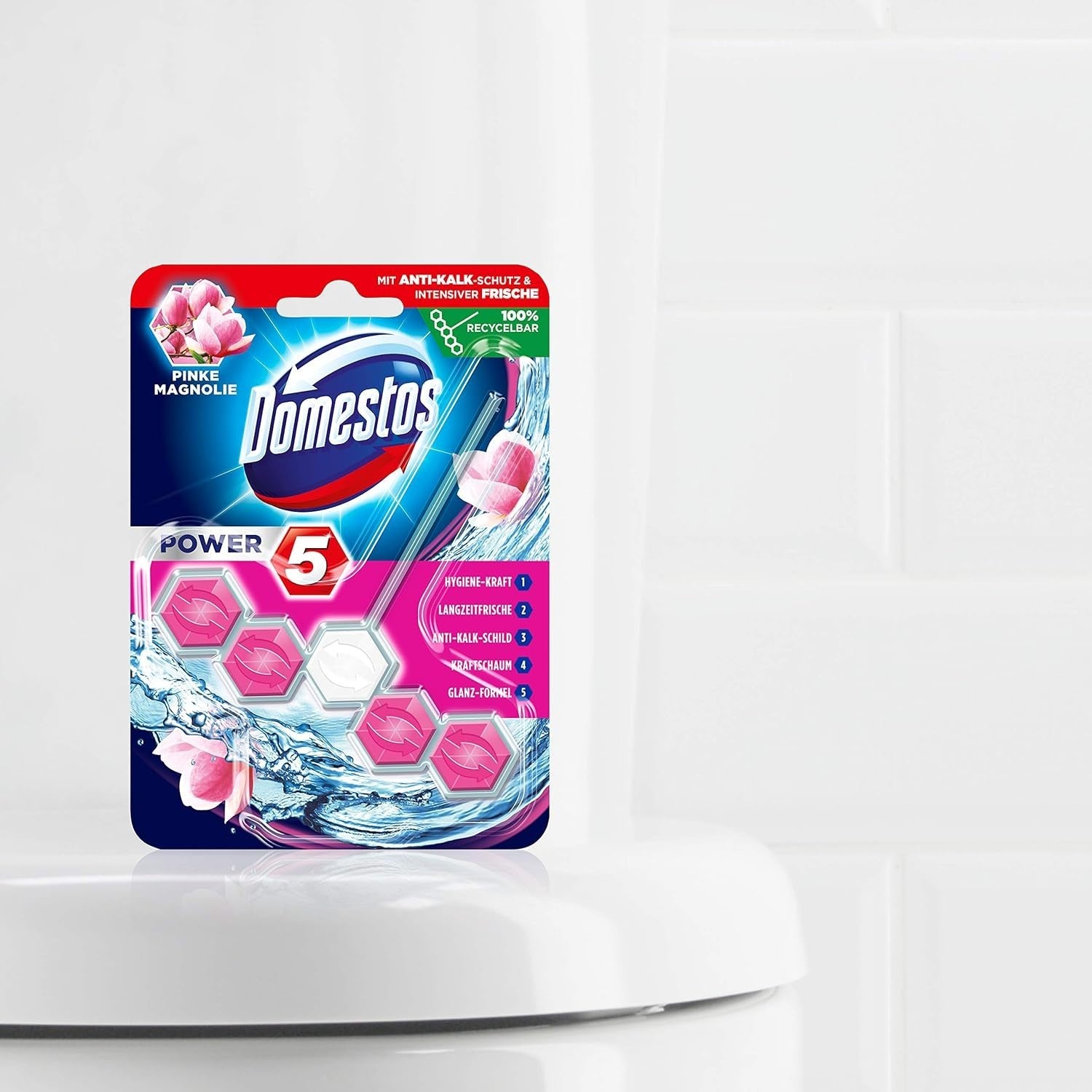 Domestos Toilet Stone Power 5 Magnolia 9 Pack | 9 x 55g Blocks Limescale & Fresh by Domestos