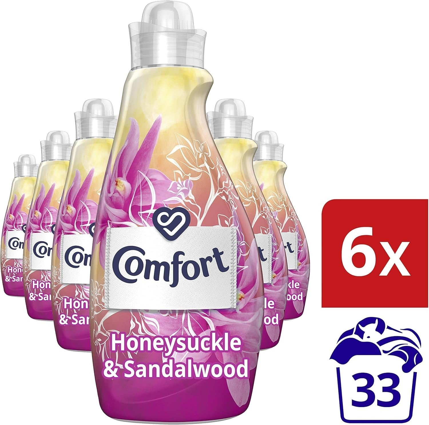 Comfort Honeysuckle & Sandalwood Fabric Conditioner 33 Washes x 6 Pack, 1.16L by Comfort