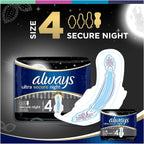 Always Ultra Secure Night Pads Size 4 With Wings 18 Pack Sanitary Protection by Always
