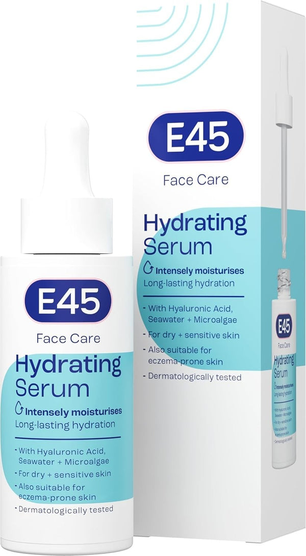 E45 Face Hydrating Serum 30ml | 48h Hyaluronic Acid for Dry Sensitive Skin