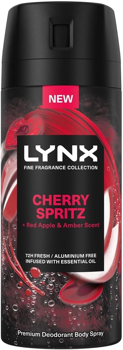 Lynx Fine Fragrance Cherry Spritz Deodorant 150ml Pack of 5 | 72H Freshness by Lynx