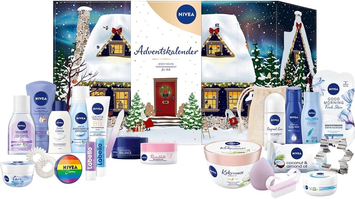 NIVEA Advent Calendar 2021 | 24 Pampering Care Products & Accessories Xmas by NIVEA