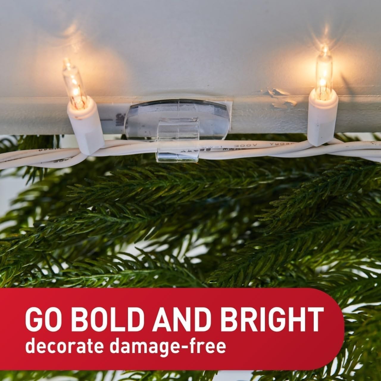 Command Clear Light Clips 16 Pack + 20 Strips Outdoor All Weather Adhesive by Command