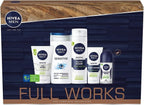 NIVEA Men Full Works Gift Set 5 Piece | Sensitive Skin Care & Grooming Kit by Nivea Men
