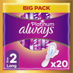 Always Platinum Sanitary Towels Long Size 2 with Wings, 20 Pads, Ultra Soft by Always