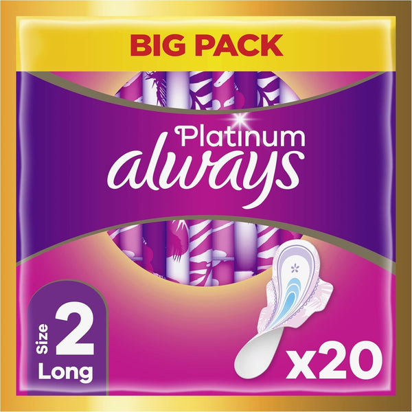 Always Platinum Long Size Sanitary Towels With Wings 20 Pads