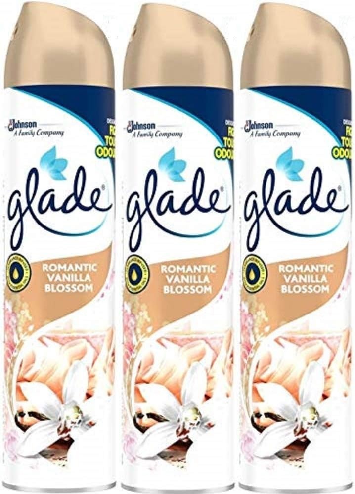 Glade Air Freshener Spray 3x300ml Romantic Vanilla Blossom Aerosol Odour Remover by Glade
