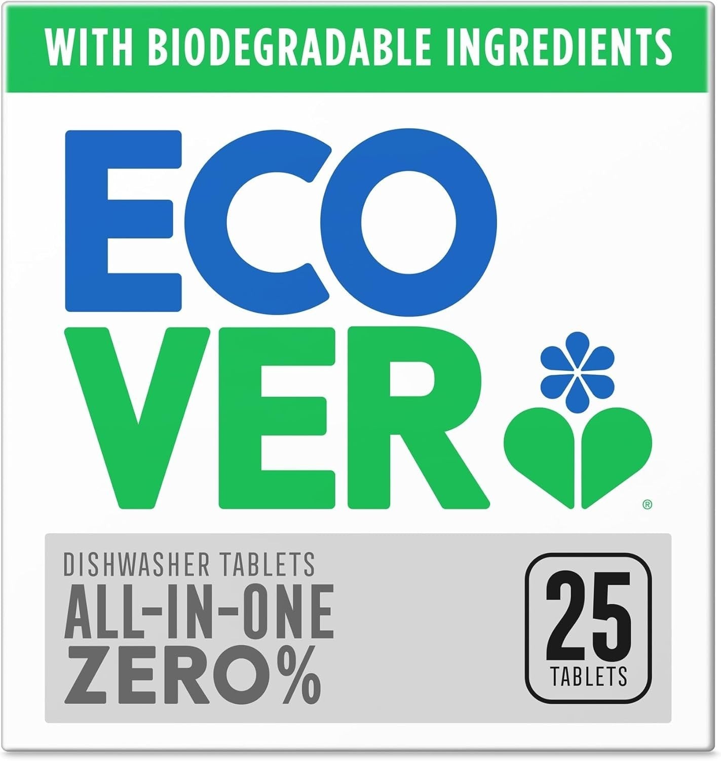 Ecover Zero Dishwasher Tablets 25 Pack | Salt & Rinse Aid | Fragrance Free Eco by Ecover