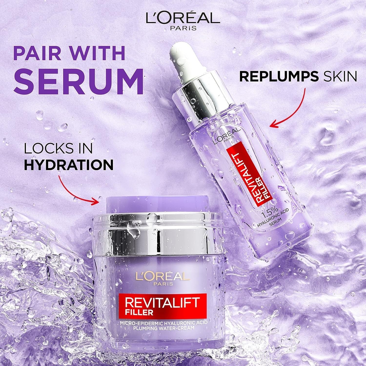 L’Oreal Revitalift Filler Water Cream 50ml | Hydrating Anti-Age Face Moisturiser by L'Oreal Paris