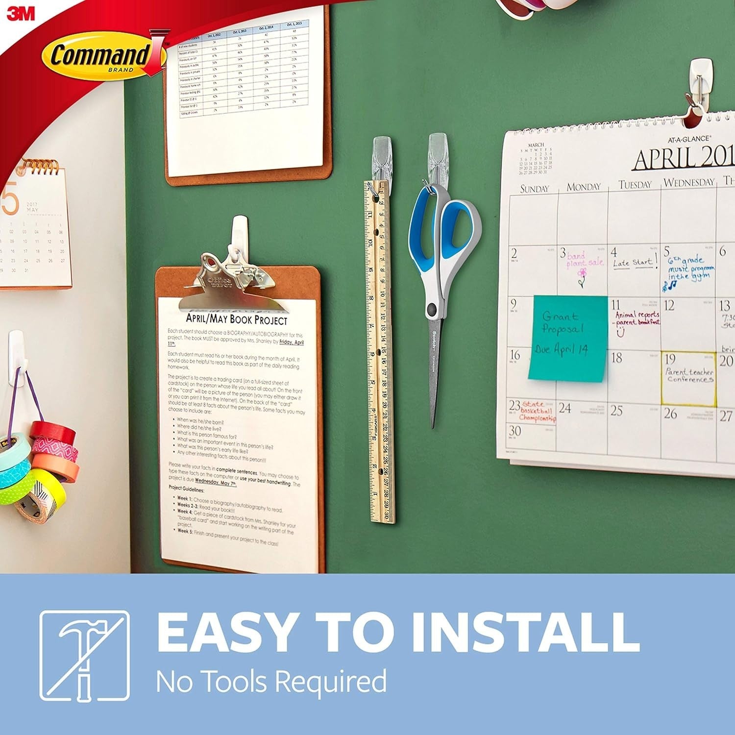 Command Medium Wire Toggle Hooks Clear 10pk with 12 Adhesive Strips Damage-Free by Command