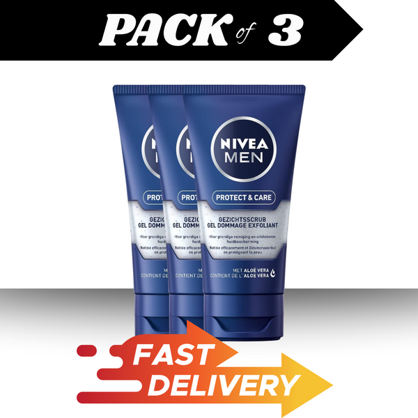 Men Exfoliating Face Scrub – Nivea Men Travel Size 3x75ml With Vitamin B5