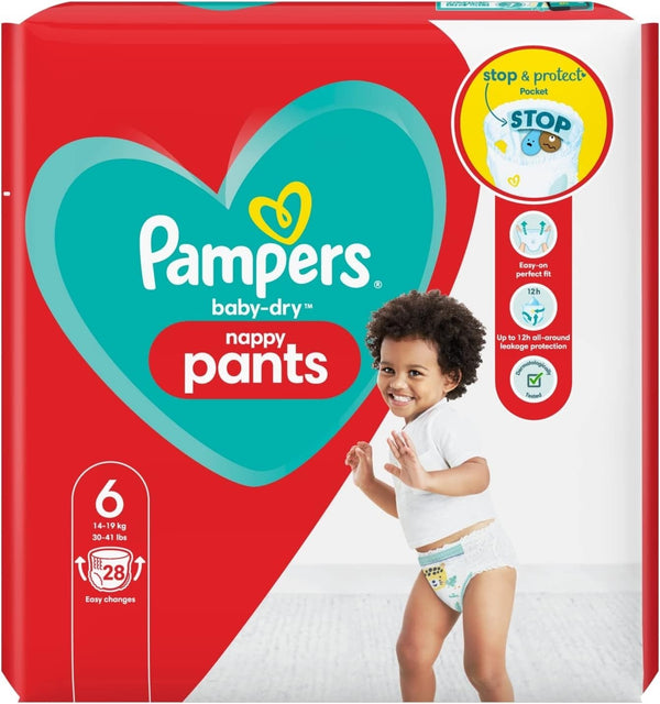 Baby Dry Nappy Pants Size 6 – Disposable Leak Protection Nappies With Stretchy Waistband
