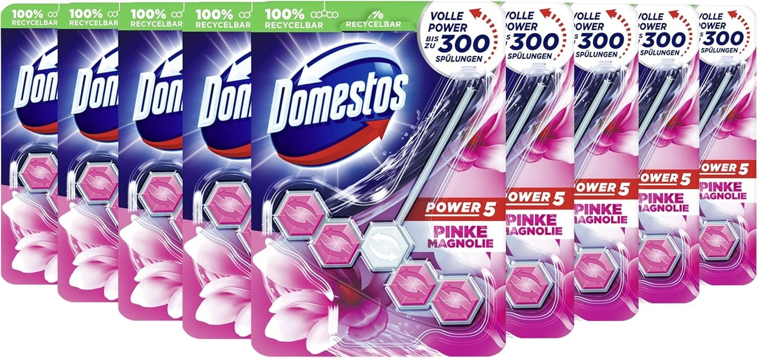 Domestos Toilet Stone Power 5 Magnolia 9 Pack | 9 x 55g Blocks Limescale & Fresh by Domestos
