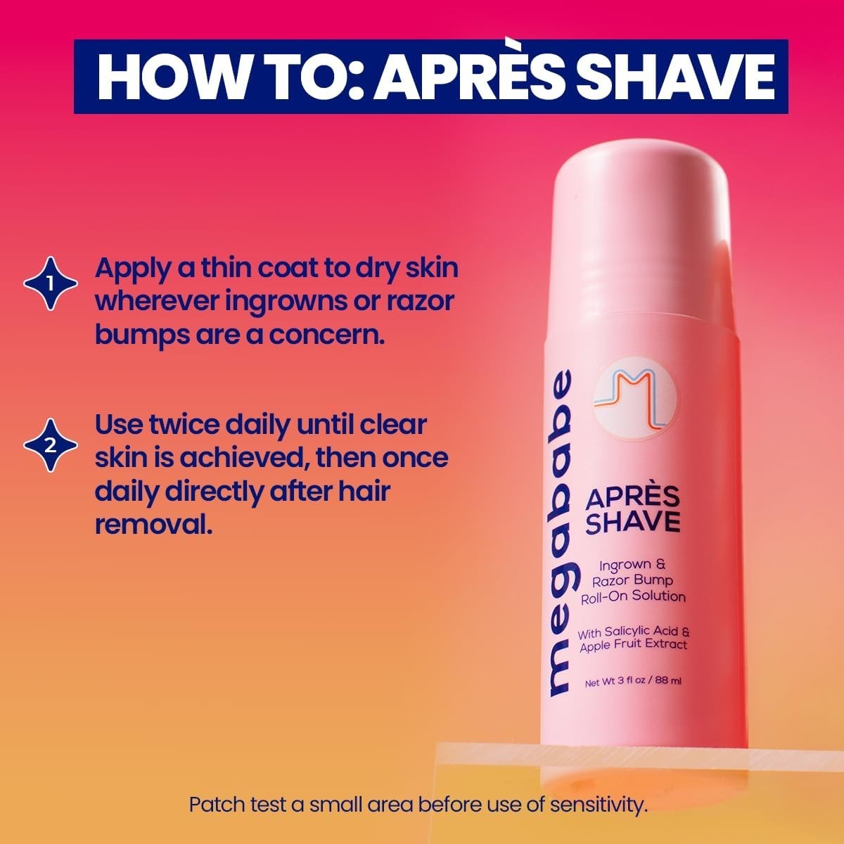 Megababe Après Shave Roll-On 3oz Post Shave Razor Bump & Ingrown Hair Treatment by Megababe