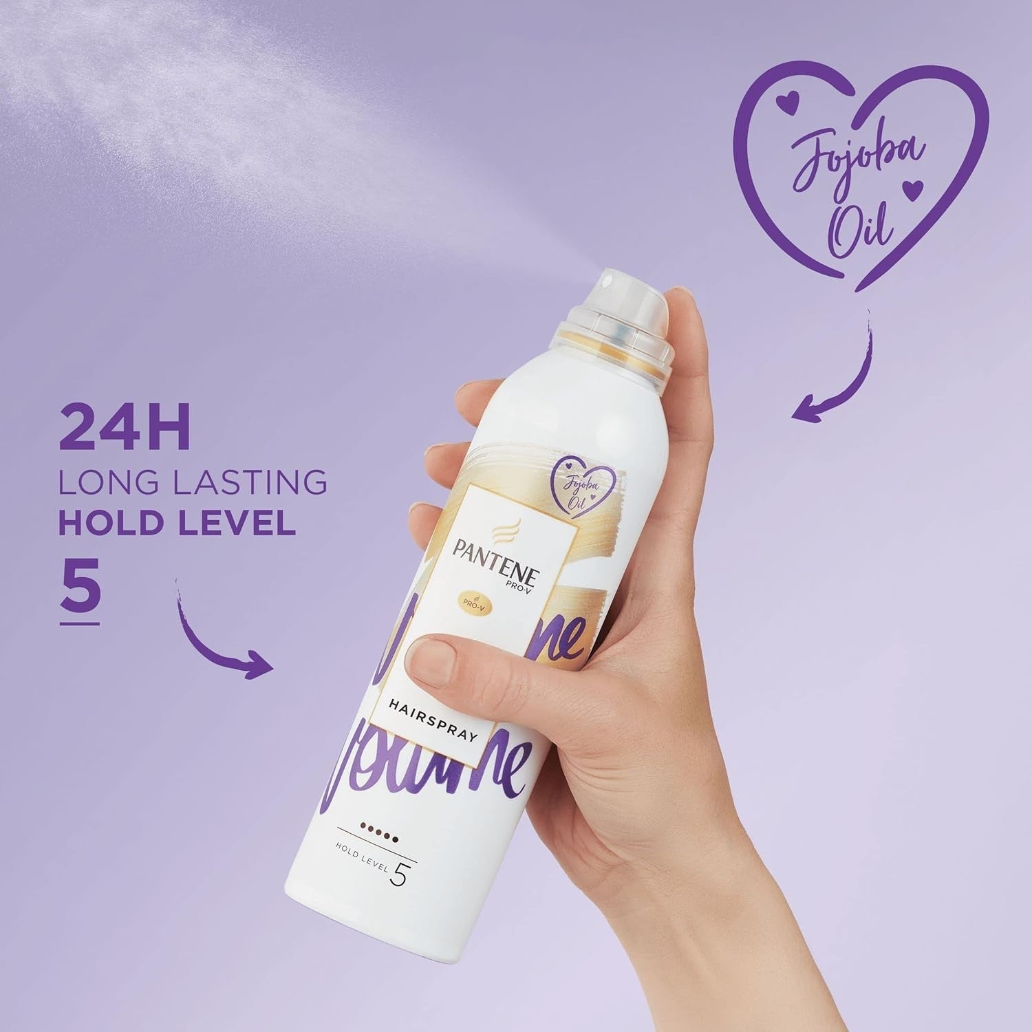 Pantene Volume Hairspray 6x250ml Jojoba Oil Non-Sticky Frizz Ease Value Pack by Pantene