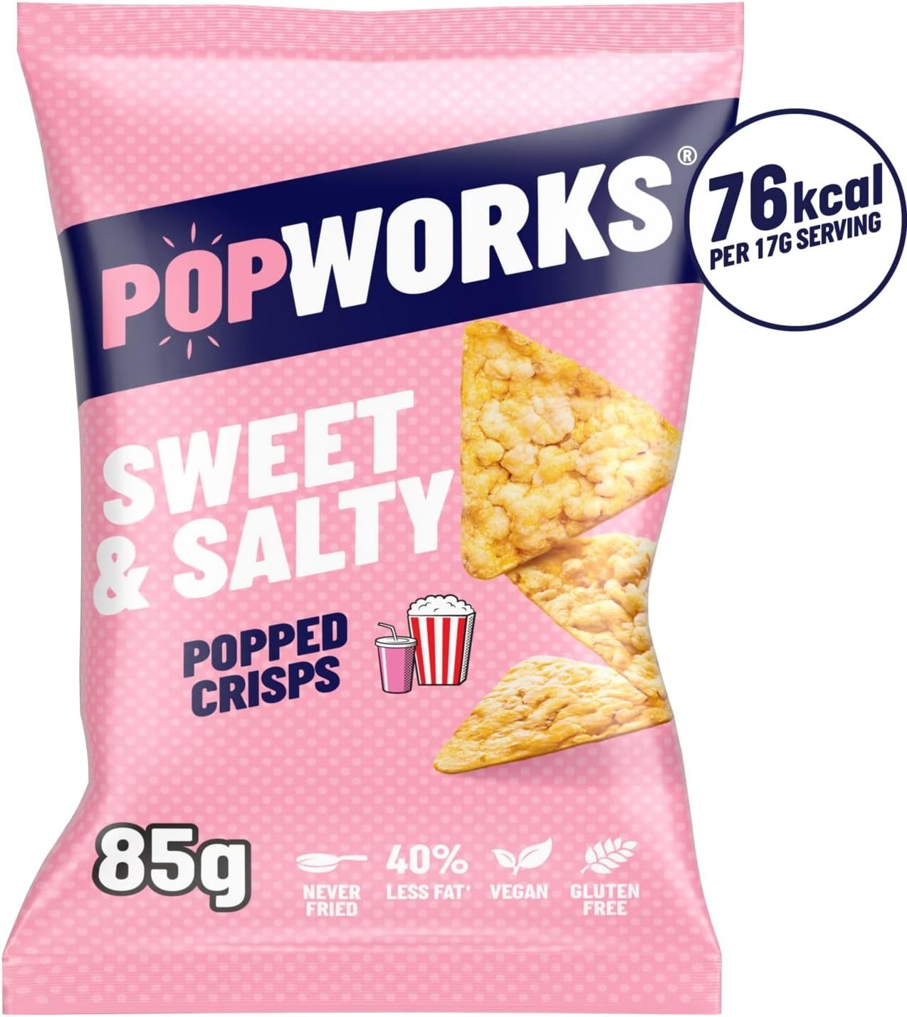 Popworks Sweet & Salty Popped Crisps 85g x12 Vegan Gluten-Free Snack by Popworks
