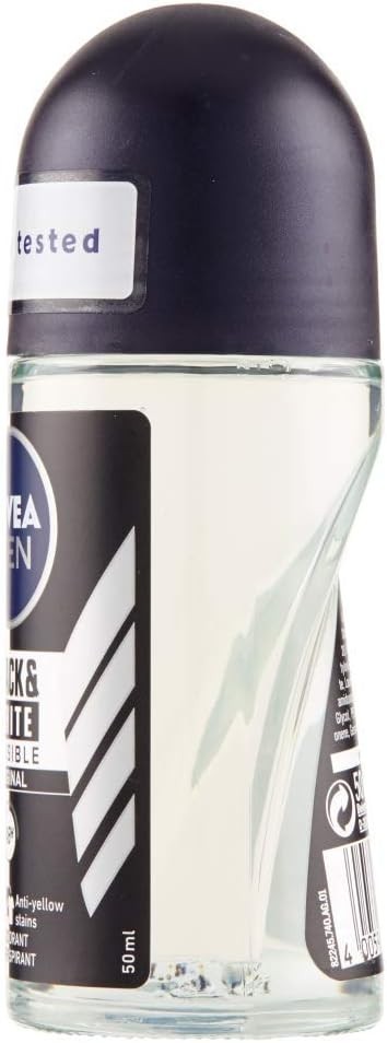 NIVEA Men Black & White Invisible Roll On Deodorant 6x50ml 72h Anti-Perspirant by Nivea Men