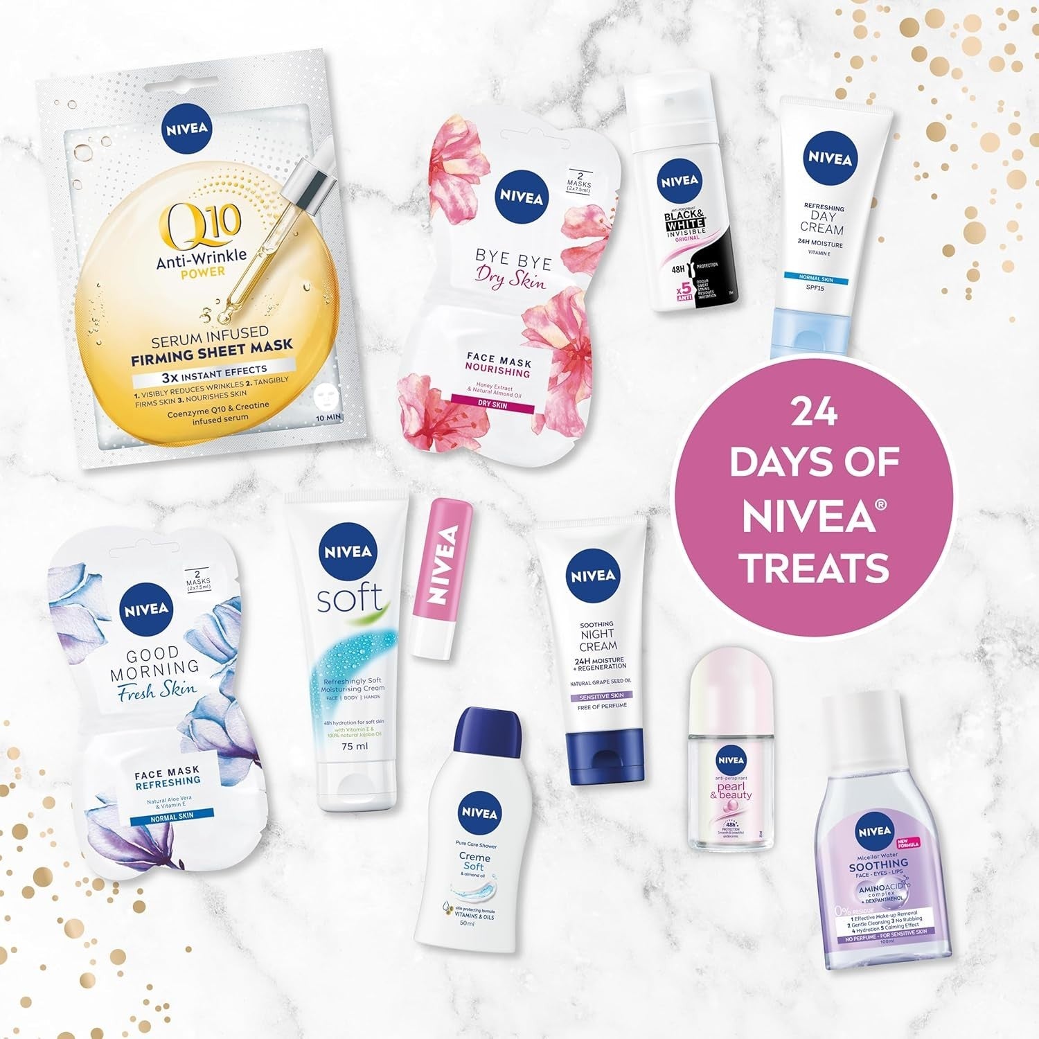 NIVEA Advent Calendar 2024 | Women’s Skincare Gift Set with 24 Beauty Treats by NIVEA