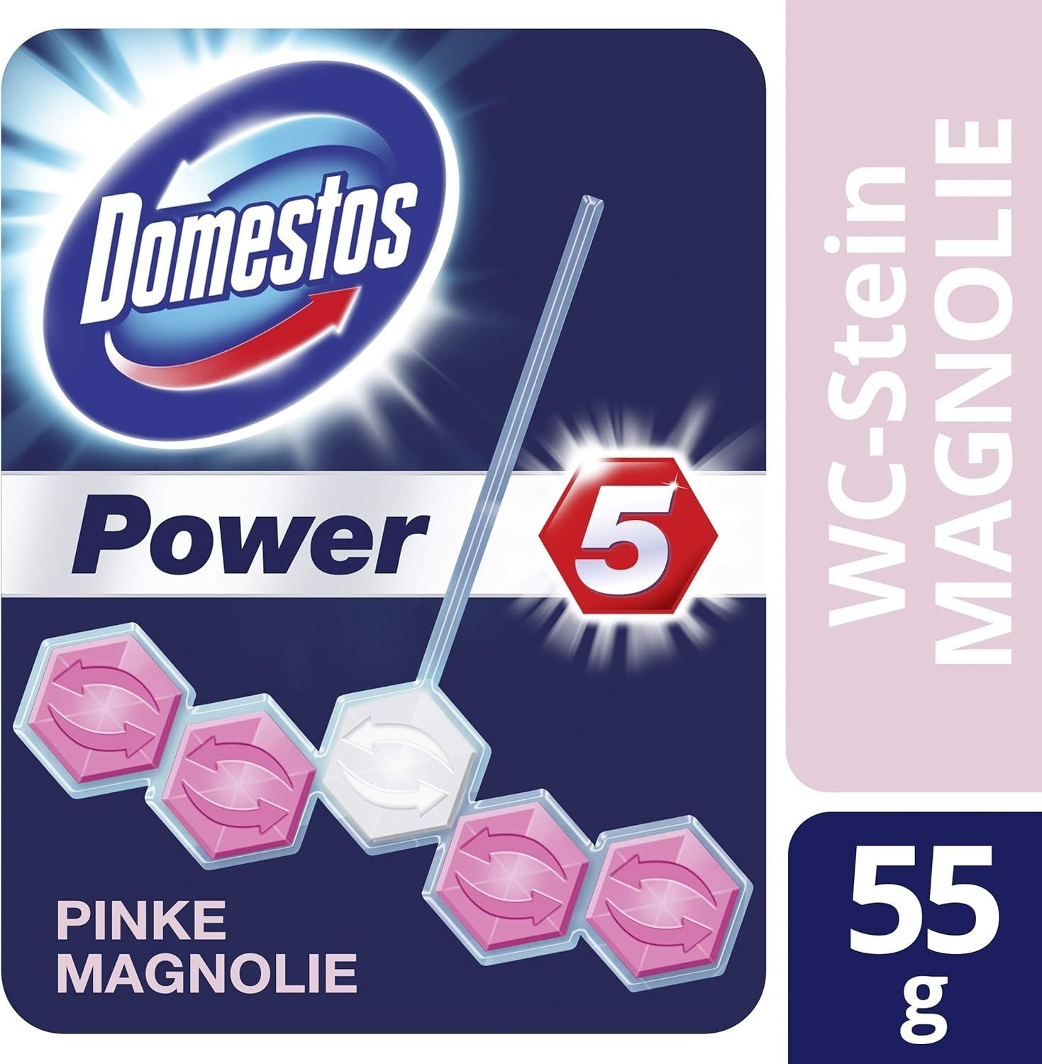 Domestos Toilet Stone Power 5 Magnolia 9 Pack | 9 x 55g Blocks Limescale & Fresh by Domestos