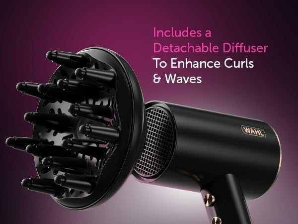 Wahl Ionic Flow Hair Dryer | Lightweight Powerful Frizz-Free Fast Drying Travel by Wahl